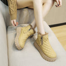 Winter Plaid Platform Ankle Boots