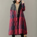Women’s Retro Plaid Hooded Cotton Coat