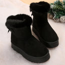 New Bow-knot Snow Boots Winter Plus Velvet Warm Thick-soled Ankle Boots For Women Simple Daily Leisure Cotton Shoes