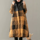 Women’s Retro Plaid Hooded Cotton Coat