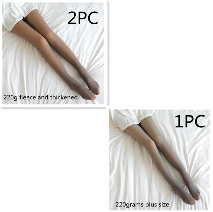 Fake Translucent Plus Size Leggings Fleece Lined Tights Fall And Winter Warm Fleece Pantyhose Women Fleece Lined Pantyhose Thermal Winter Tights