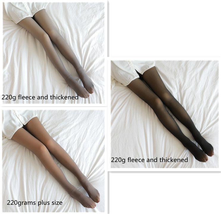 Fake Translucent Plus Size Leggings Fleece Lined Tights Fall And Winter Warm Fleece Pantyhose Women Fleece Lined Pantyhose Thermal Winter Tights